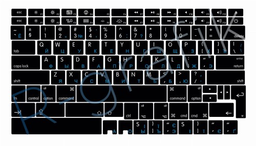 Przejdź do produktu Naklejka APPLE+CYRYLICA czarnoniebieska